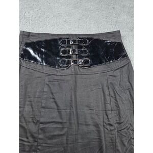 Wet Seal Pencil Skirt Small Black Womens High Waist Patent Buckle Corset Goth